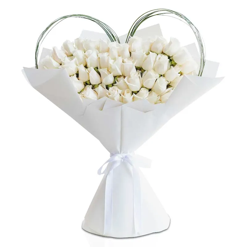 Букет из 51 белой розы эквадор